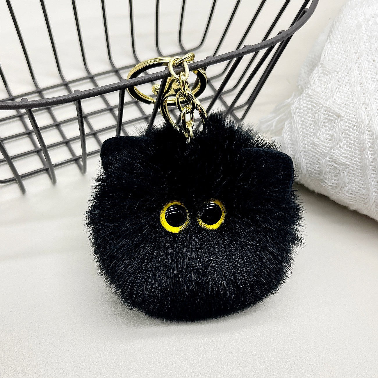 Wholesale Plush Kitten Head Keychain